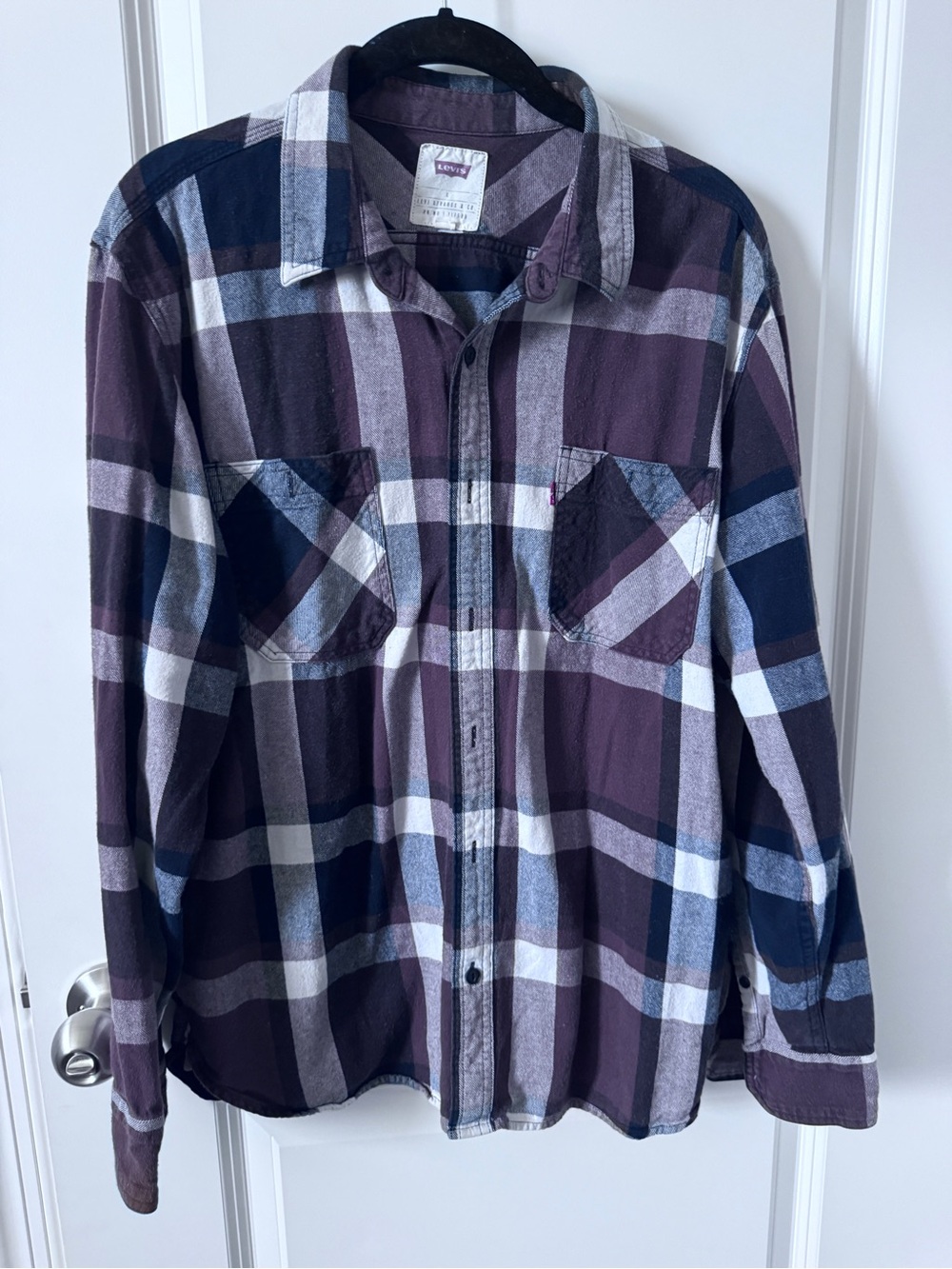Levi's Men's Plaid Button-Down Shirt in Brown, and White-Large